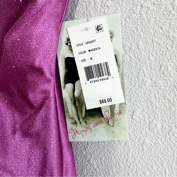 Sexy Shimmer Ruched Sparkly Magenta Mini Dress w/ Side Slit Size Medium … - Picture 6 of 8